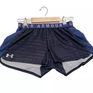 Under Armour Gym‎ Shorts Women's Small Black Gray Blue Unlined 3" Inseam Running